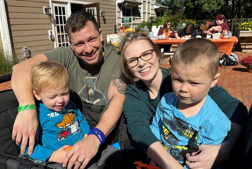 A family poses for a photo at the Wheatley Farms Harvest Festival