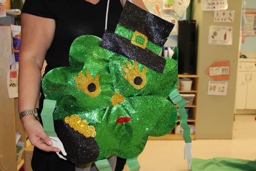 The large St. Patrick's Day created by Teacher Assistant Valentina Yanchak with students