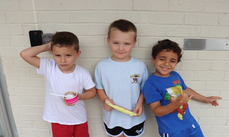 Three BCCS students enjoy ice cream to celebrate the end of summer session.