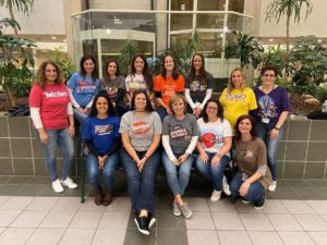 Teachers from Marcus Avenue pose for Halloween picture