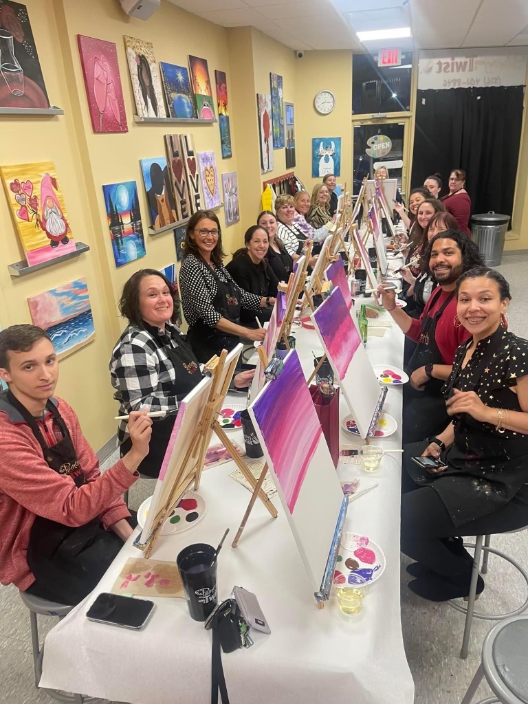 The Marcus Avenue Parent Association attended a Paint Night fundraiser