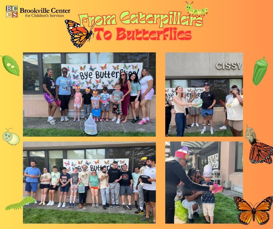 Collage of photos of BBCS students during the butterfly release