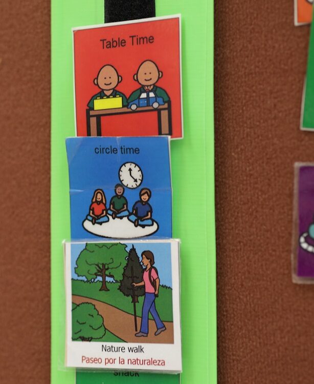 The color coded STARs schedule showing "table time" "circle time" and "nature walk."
